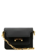 Marni Woman Black Leather Micro Trunk E/W Crossbody Bag
