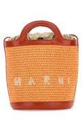 Marni Woman Two-Tone Leather And Raffia Tropicalia Bucket Bag