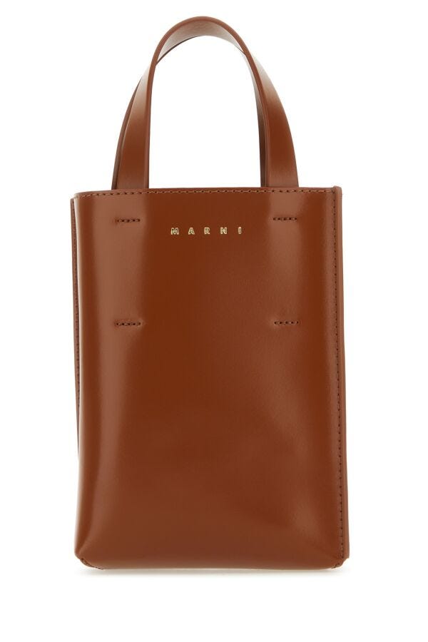 Marni Woman Brown Leather Nano Museo Handbag