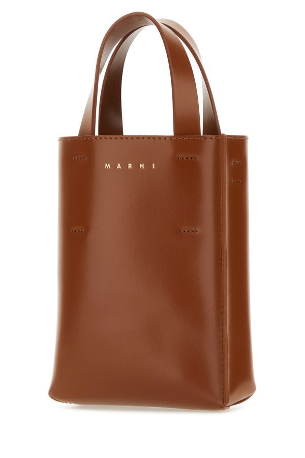 Marni Woman Brown Leather Nano Museo Handbag