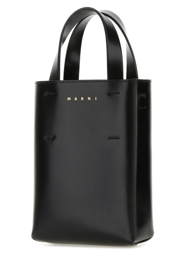 Marni Woman Black Leather Nano Museo Handbag