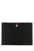Thom Browne Man Black Leather Clutch