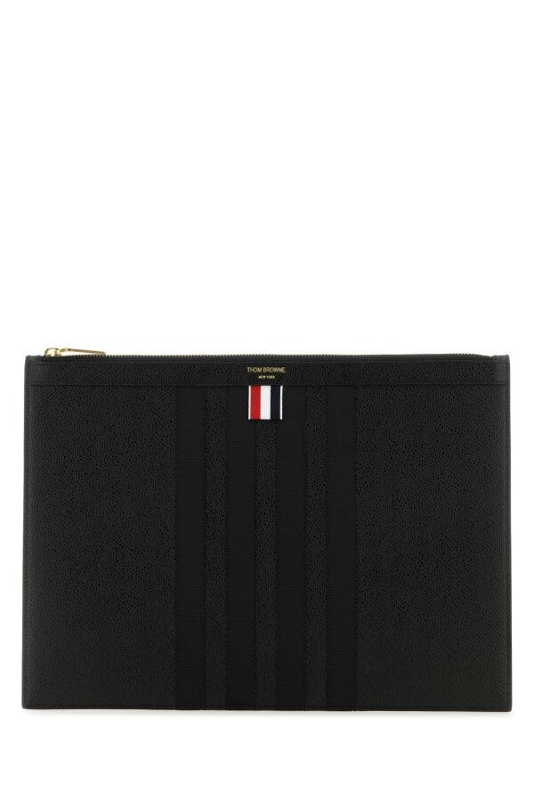 Thom Browne Man Black Leather Clutch