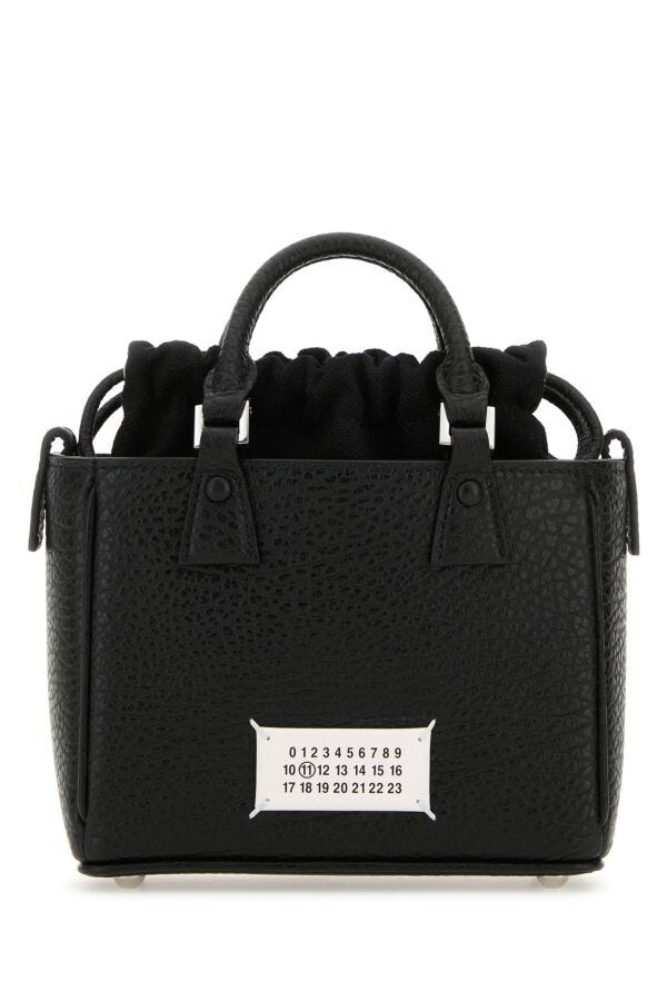 Maison Margiela Woman Black Leather 5Ac Tote Horizontal Handbag