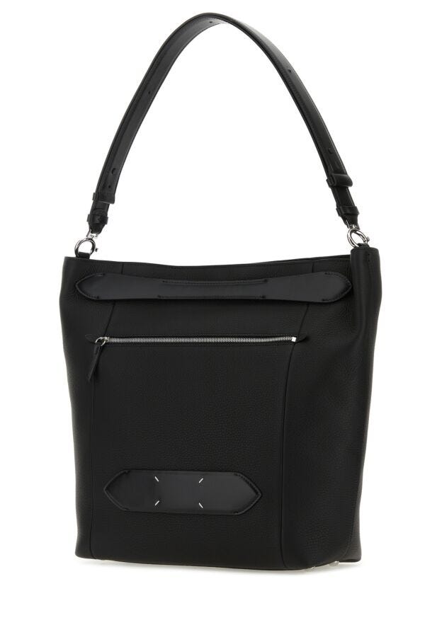 Maison Margiela Woman Black Leather Soft 5Ac Shopping Bag