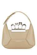 Alexander Mcqueen Woman Sand Leather Mini Jewelled Hobo Handbag