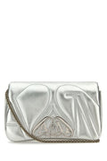 Alexander Mcqueen Woman Silver Leather Mini Seal Clutch