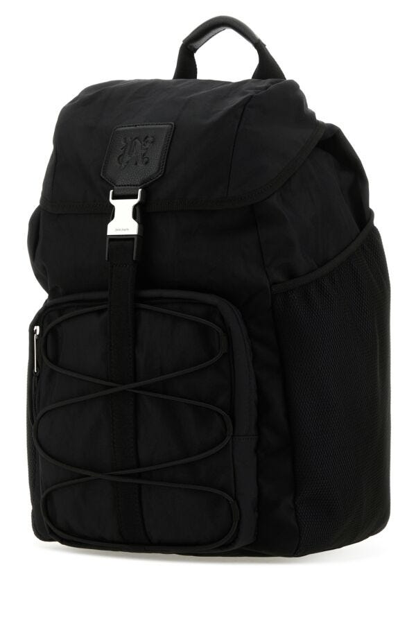 Palm Angels Man Black Canvas Backpack