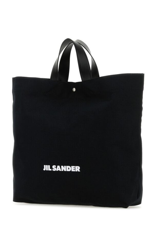 Jil Sander Woman Black Canvas Shopping Bag
