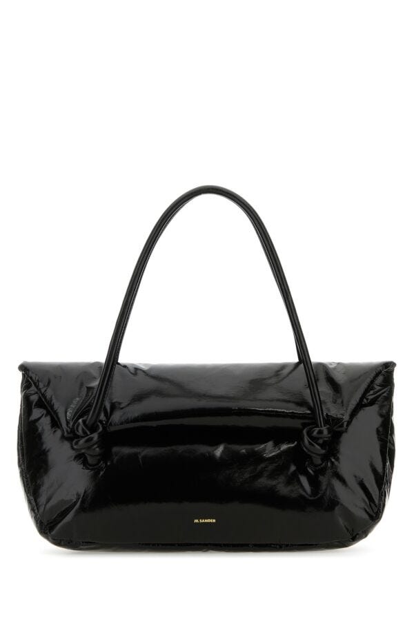 Jil Sander Woman Black Leather Medium Knot Handle Handbag