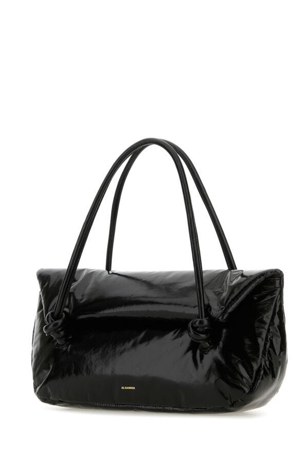 Jil Sander Woman Black Leather Medium Knot Handle Handbag