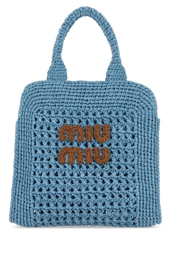 Miu Miu Woman Light Blue Crochet Handbag