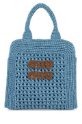 Miu Miu Woman Light Blue Crochet Handbag