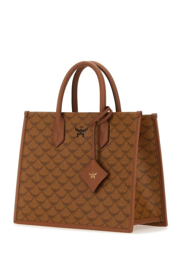 Mcm Woman Printed Canvas Himmel Medium Shopping Bag