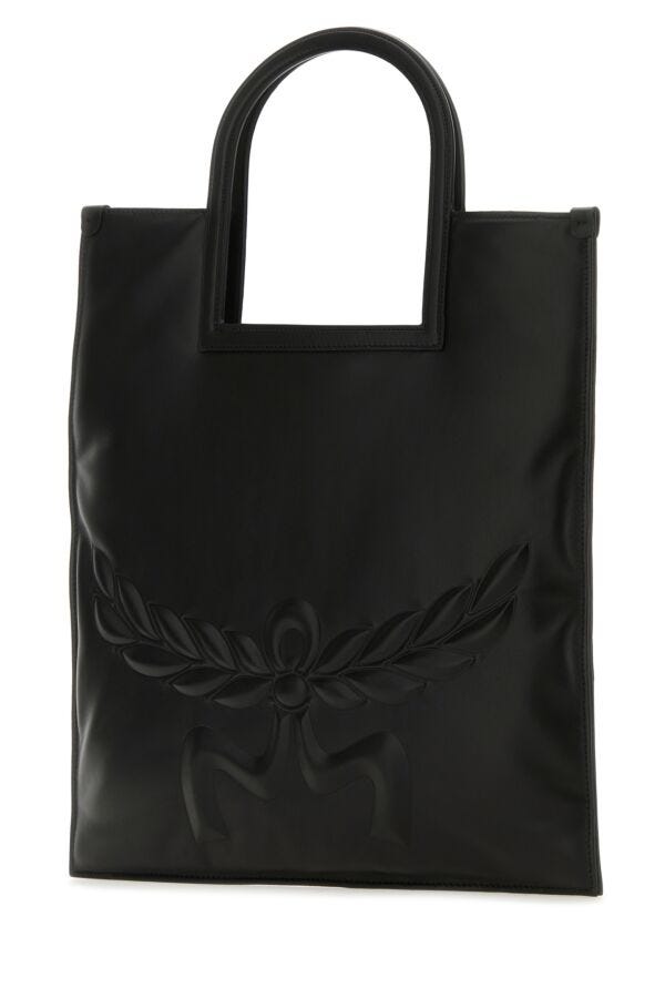 Mcm Woman Black Nappa Leather Aren Shopping Bag