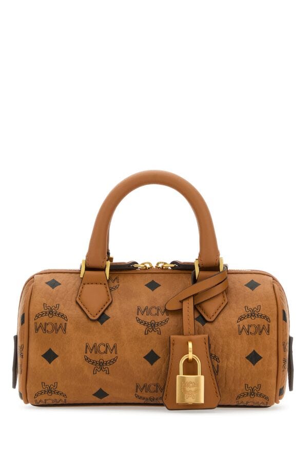 Mcm Woman Printed Canvas Mini Ella Boston Handbag