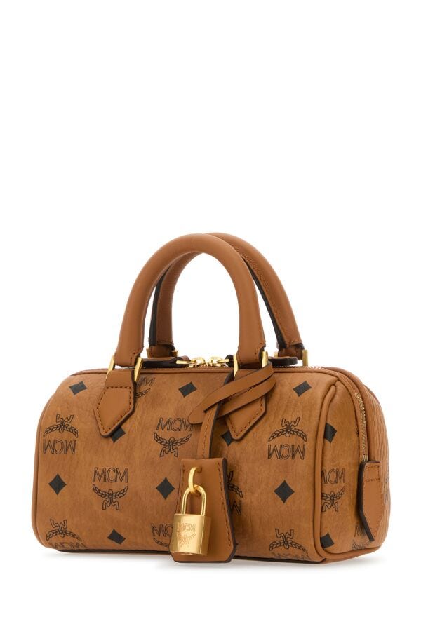 Mcm Woman Printed Canvas Mini Ella Boston Handbag