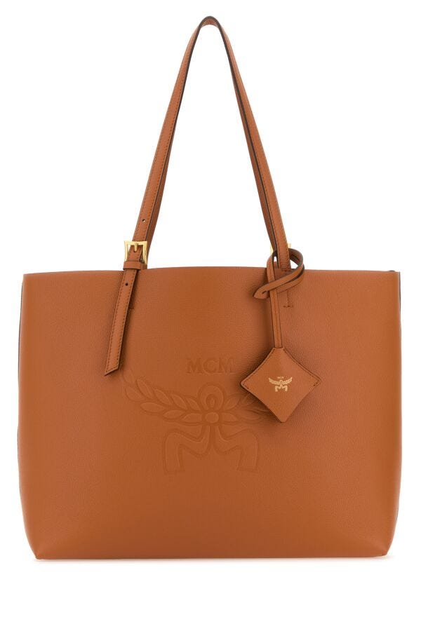 Mcm Woman Caramel Leather Medium Himmel Shopping Bag