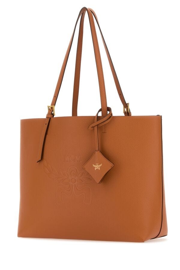 Mcm Woman Caramel Leather Medium Himmel Shopping Bag