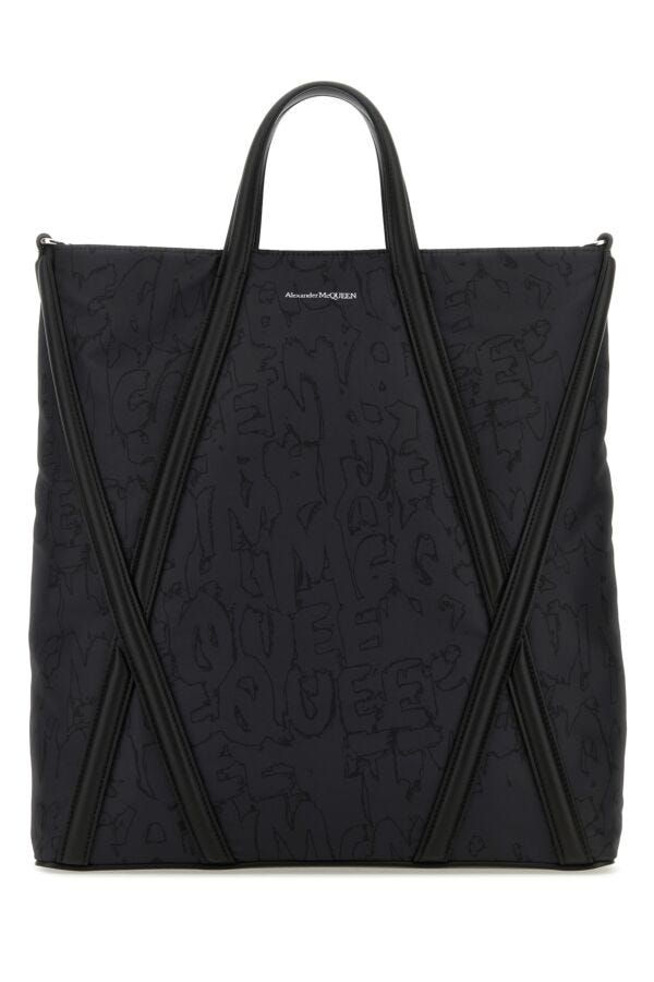 Alexander Mcqueen Man Black Nylon The Harness Shopping Bag