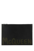 Alexander Mcqueen Man Black Leather Clutch