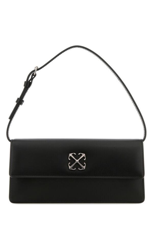 Off White Woman Black Leather Jitney 1.0 Shoulder Bag