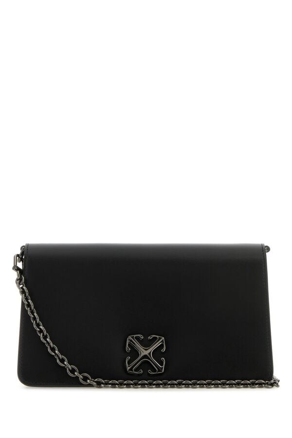 Off White Woman Black Leather Jitney 1.7 Shoulder Bag