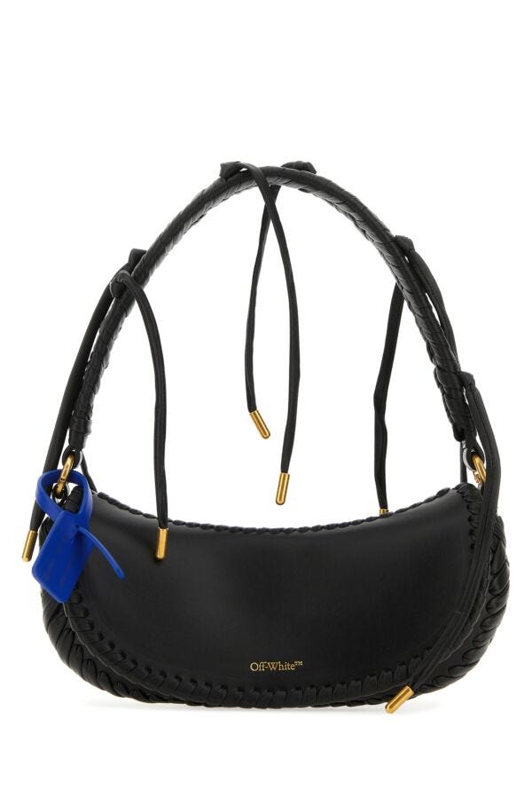 Off White Woman Black Leather Shoulder Bag