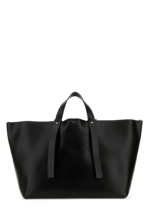 Off White Man Black Leather Big Day Off Shopping Bag