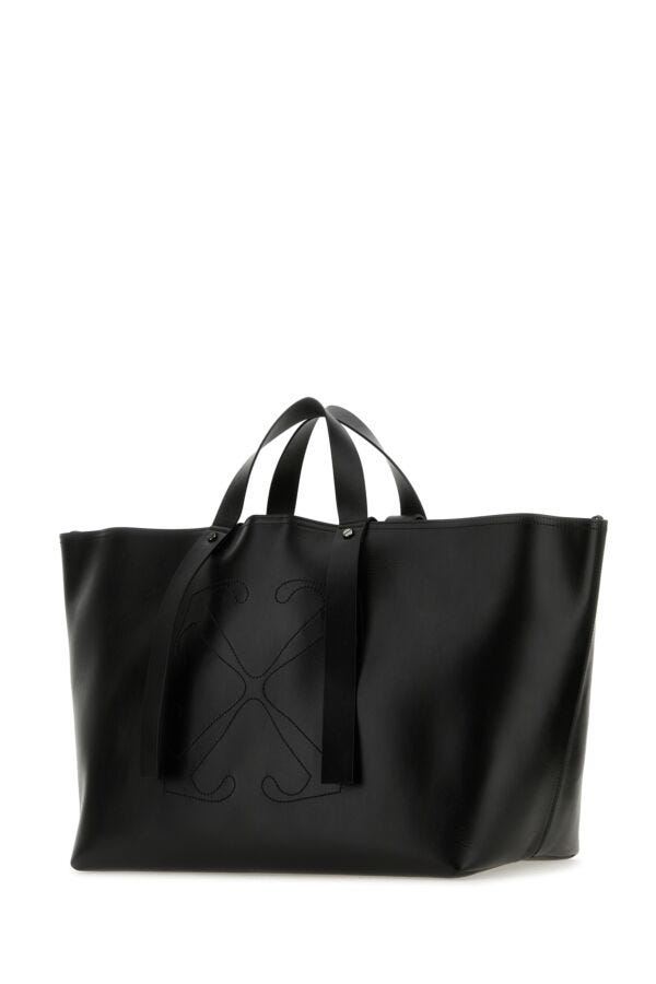 Off White Man Black Leather Big Day Off Shopping Bag