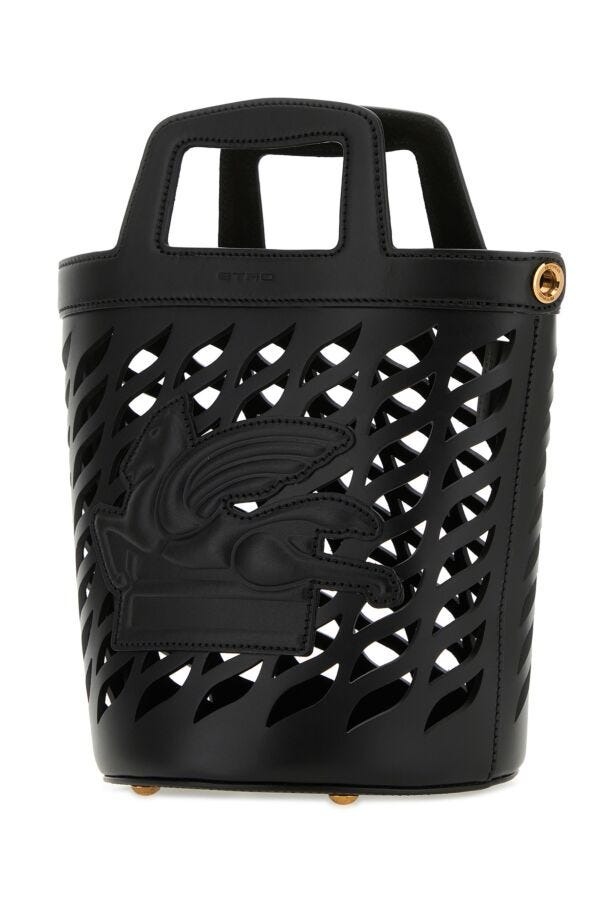 Etro Woman Black Leather Coffa Bucket Bag