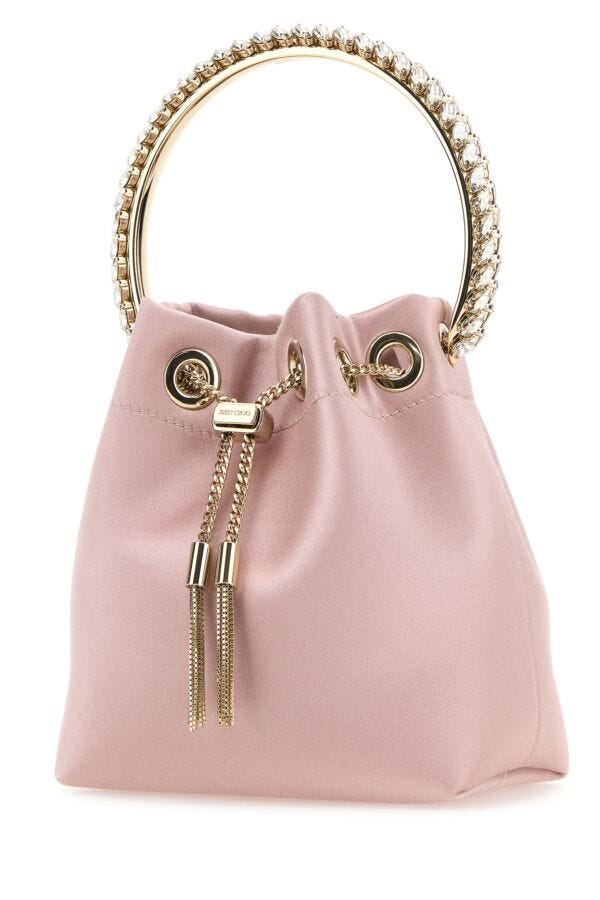 Jimmy Choo Woman Pink Satin Bon Bon Bucket Bag