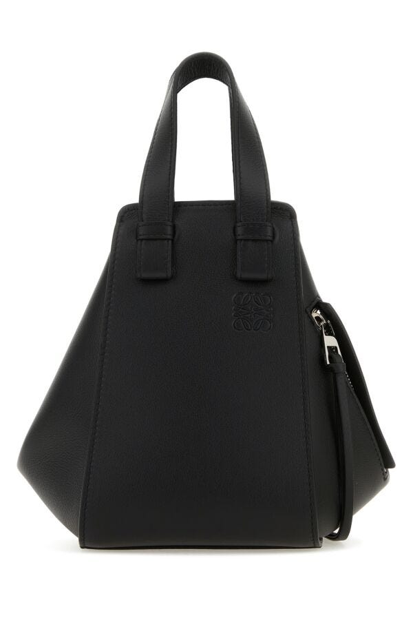 Loewe Woman Black Leather Compact Hammock Handbag