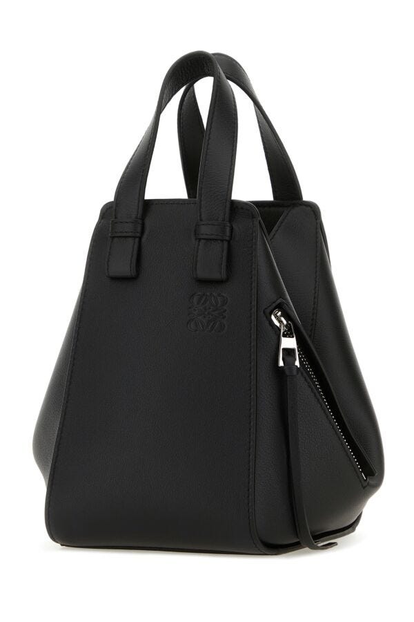 Loewe Woman Black Leather Compact Hammock Handbag
