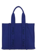Chloe Woman Blue Fabric Large Woody Shopping Bag