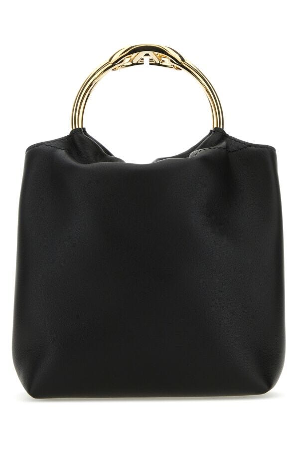 Valentino Garavani Woman Black Leather Bucket Bag
