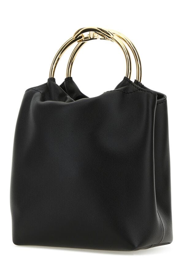 Valentino Garavani Woman Black Leather Bucket Bag