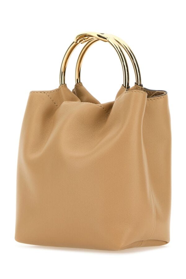 Valentino Garavani Woman Beige Leather Bucket Bag