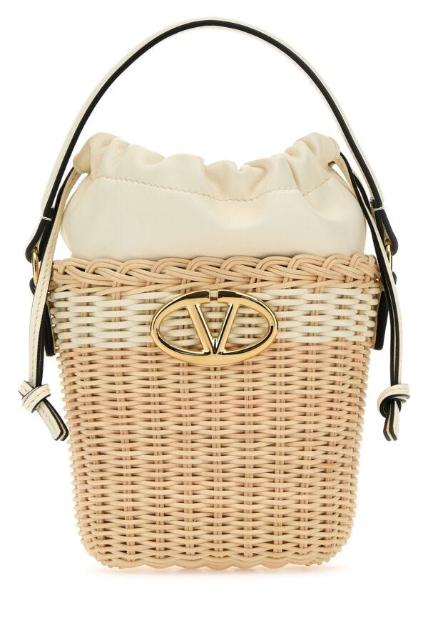 Valentino Garavani Woman Raffia Bucket Bag