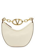 Valentino Garavani Woman Ivory Leather Mini Hobo Vlogo Moon Handbag