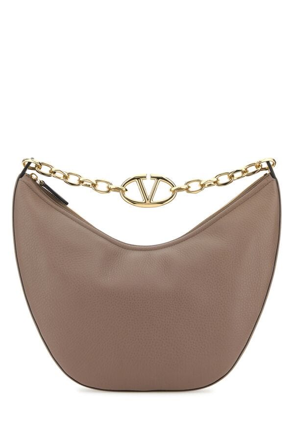 Valentino Garavani Woman Antiqued Pink Leather Medium Hobo Vlogo Moon Shoulder Bag