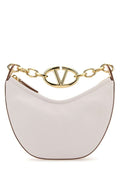 Valentino Garavani Woman Ivory Leather Mini Hobo Vlogo Moon Handbag