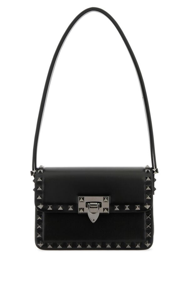 Valentino Garavani Woman Black Leather Rockstud23 Shoulder BagÃƒÆ’Ã‚Â¢