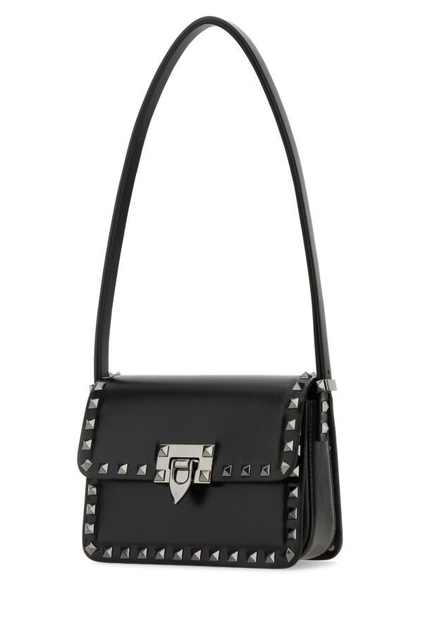 Valentino Garavani Woman Black Leather Rockstud23 Shoulder BagÃƒÆ’Ã‚Â¢