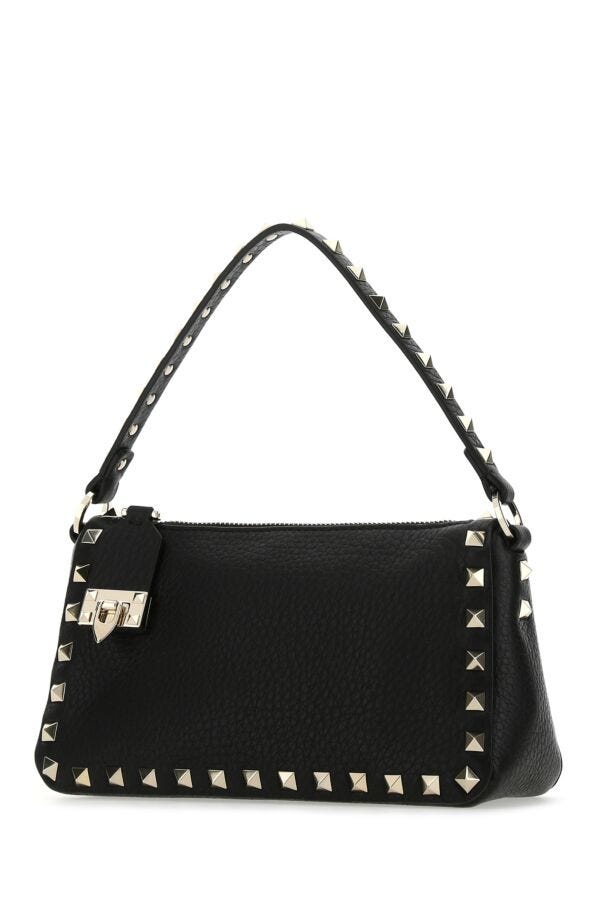 Valentino Garavani Woman Black Leather Small Rockstud Handbag