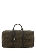 Fendi Woman Embroidered Fabric Medium Ff Duffle Travel Bag