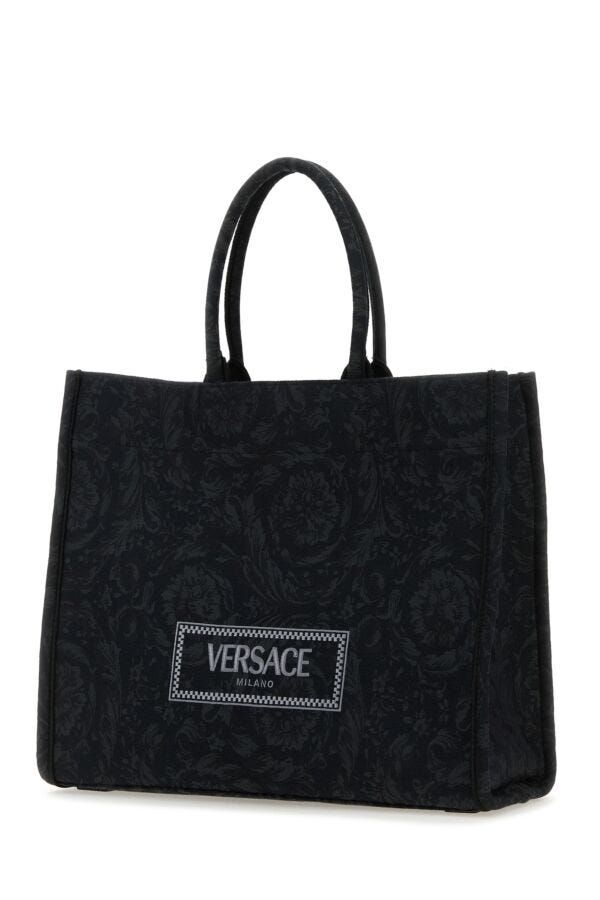 Versace Woman Embroidered Fabric Big Athena Shopping Bag