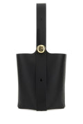 Loewe Woman Black Leather Medium Pebble Bucket Bag