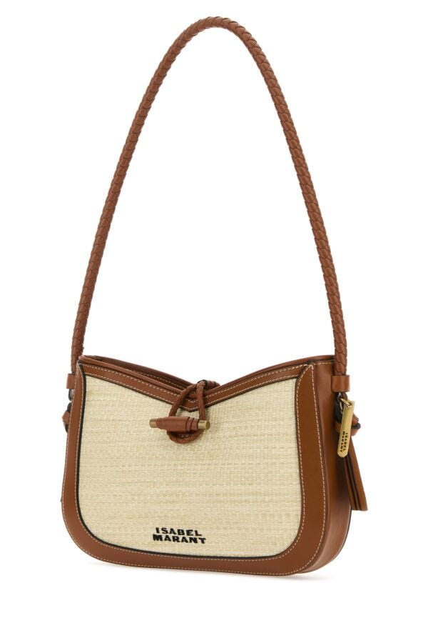 Isabel Marant Woman Two Tone Raffia And Leather Vigo Shoulder Bag