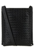 Bottega Veneta Man Black Leather Flat Loops Crossbody Bag